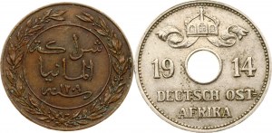 German East Africa Pesa 1309 (1892) & 10 Heller 1914 J Lot of 2 coins