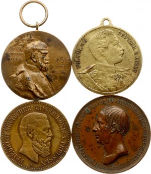 Nemecko Medaila 1835-1897 Pamätná emisia Lot of 4 pcs