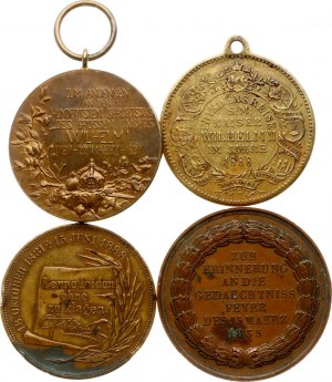 Nemecko Medaila 1835-1897 Pamätná emisia Lot of 4 pcs