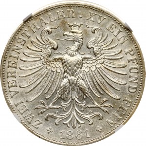 Niemcy Frankfurt 2 Taler 1861 NGC AU SZCZEGÓŁY