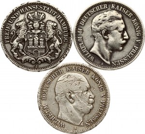 Germany Prussia Hamburg 2 Mark 1876-1904 Lot of 3 coins