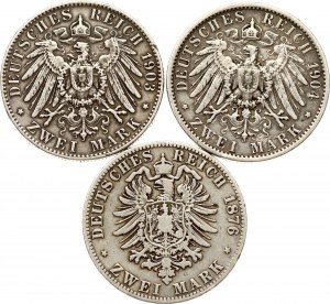 Germany Prussia Hamburg 2 Mark 1876-1904 Lot of 3 coins