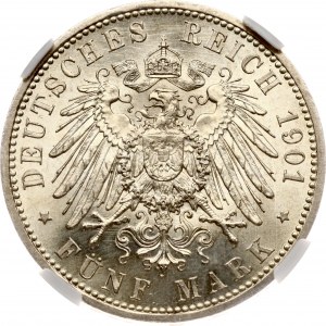 Německo Prusko 5 marek 1901 A Pruské království NGC MS 61