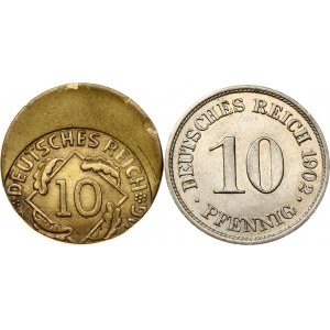 Germany 10 Pfennig 1902 A & 10 Reichspfennig ND (1924-1936) A Lot of 2 coins