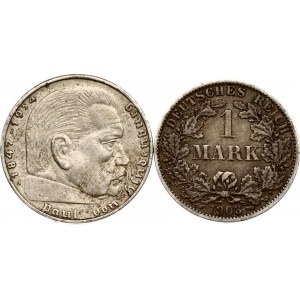 Germany 1 Mark 1903 A & 2 Reichsmark 1939 A Lot of 2 coins