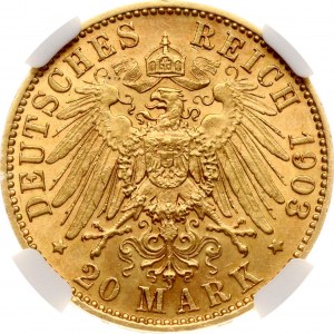 Niemcy Prusy 20 marek 1903 A NGC MS 62