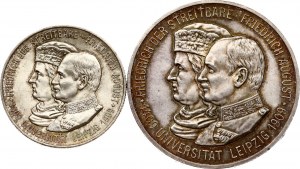 Germany Saxony 2 & 5 Mark 1909 E Leipzig University Set Lot of 2 coins