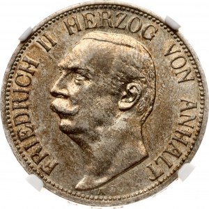 Germany Anhalt-Dessau 3 Mark 1909 A NGC AU 55