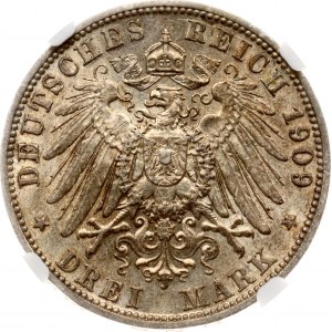 Germany Anhalt-Dessau 3 Mark 1909 A NGC AU 55