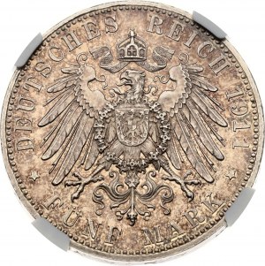 Deutschland Bayern 5 Mark 1911 D 90. Geburtstag NGC MS 62