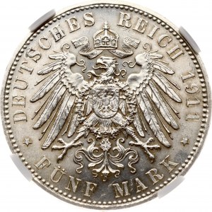 Deutschland Bayern 5 Mark 1911 D 90. Geburtstag NGC MS 62
