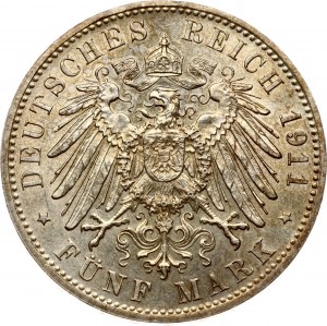 Germany Bavaria 5 Mark 1911 D 90th Birthday