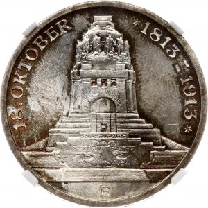 Germany Saxony 3 Mark 1913 E Battle of Leipzig NGC MS 65+