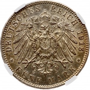 Germany Bavaria 5 Mark 1913 D NGC MS 62