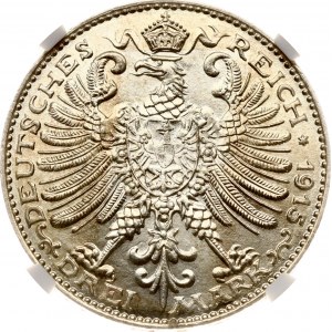 Germany Saxe-Weimar-Eisenach 3 Mark 1915 A Grand Duchy NGC MS 65