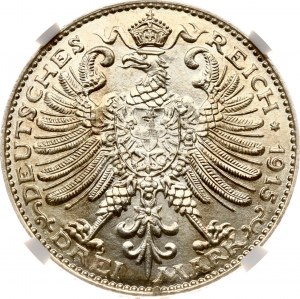 Germany Saxe-Weimar-Eisenach 3 Mark 1915 A Grand Duchy NGC MS 65