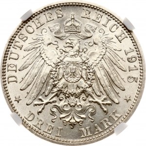 Germany Saxe-Meiningen 3 Mark 1915 Death NGC MS 63