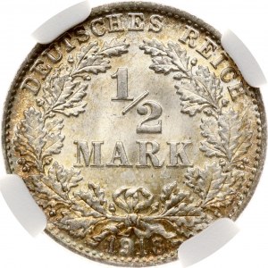 Germany 1/2 Mark 1918 D NGC MS 68 TOP POP