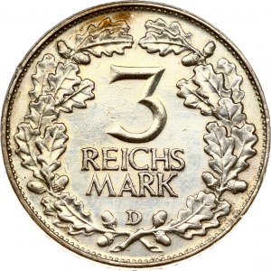 Nemecko Weimarská republika 3 ríšske marky 1925 D