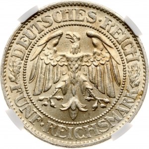 Niemcy Republika Weimarska 5 marek 1932 A NGC MS 64