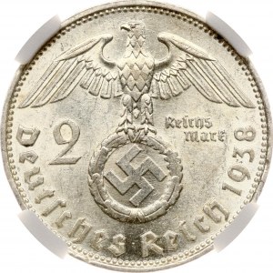 Germany Third Reich 2 Reichsmark 1938 E Paul von Hindenburg NGC AU 58