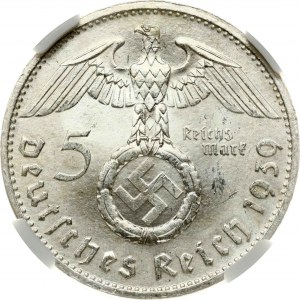 5 Reichsmark 1939 B Hindenburg NGC MS 63