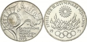 Německo Spolková republika 10 marek 1972 D & 1972 F Olympijské hry Sada 2 mincí