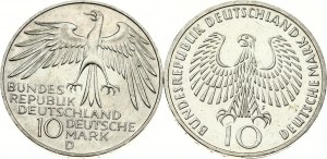 Germany Federal Republic 10 Mark 1972 D & 1972 F Olympic Games Lot of 2 coins