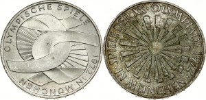 Nemecko Spolková republika 10 mariek 1972 D Olympijské hry Sada 2 mincí