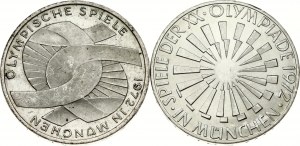 Německo Spolková republika 10 marek 1972 G & 1972 J Olympijské hry Sada 2 mincí