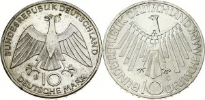 Germany Federal Republic 10 Mark 1972 G & 1972 J Olympic Games Lot of 2 coins