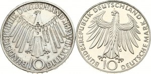 Germany Federal Republic 10 Mark 1972 G & 1972 F Olympic Games Lot of 2 coins