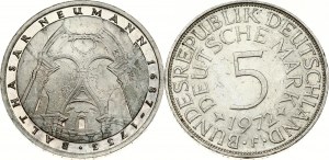 Nemecko Spolková republika 5 mariek 1972 F & 1978 F Sada 2 mincí