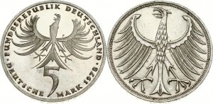 Nemecko Spolková republika 5 mariek 1972 F & 1978 F Sada 2 mincí