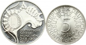 Nemecko Spolková republika 5 mariek 1974 D a 10 mariek 1972 G Sada 2 mincí