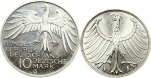 Germany Federal Republic 5 Mark 1974 D & 10 Mark 1972 G Lot of 2 coins