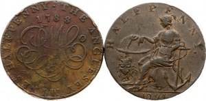 Grande Bretagne Token 1/2 Penny 1788 & 1794 Lot de 2 pièces