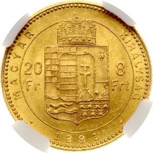 Hungary 20 Francs / 8 Forint 1881 KB NGC MS 61