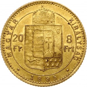 Ungarn 20 Francs / 8 Forint 1885 KB