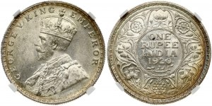 Britská Indie 1 rupie 1920 B NGC MS 63