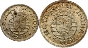 Indien Portugiesisch 1/2 Rupia & 1 Rupia 1947 Lisboa Lot von 2 Münzen