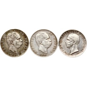 Italy 1 & 5 Lire 1887-1930 Lot of 3 coins