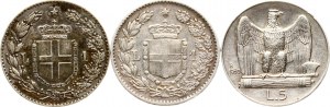 Taliansko 1 a 5 lír 1887-1930 Sada 3 mincí