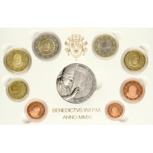 Italy Vatican City 1 Euro Cent - 1 Euro 2011 R Set Lot of 8 Coins & Medal