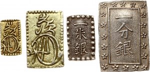Japan 1 Shu - 2 Bu ND (1853-1869) Lot of 4 coins