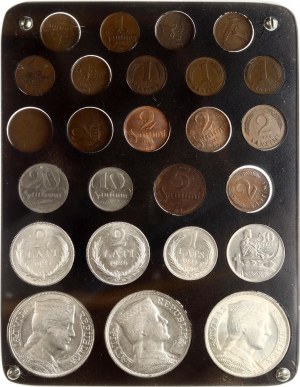 Lotyšsko 1 Santims - 5 Lati 1922-1939 Kompletní sada 25 mincí