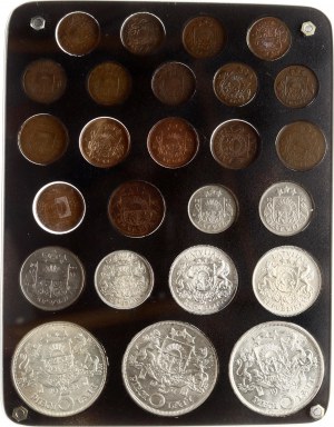 Lotyšsko 1 Santims - 5 Lati 1922-1939 Kompletní sada 25 mincí