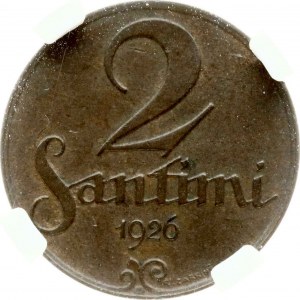 Łotwa 2 Santimi 1926 NGC MS 62 BN