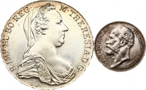 Liechtenstein 1 Krone 1904 & Austria Restrike Taler 1780 SF Lot of 2 coins