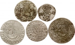 Litwa. Dwudenar 1570 & Szeląg 1616 z monetami Brandenburgii-Prus Lot 5 monet